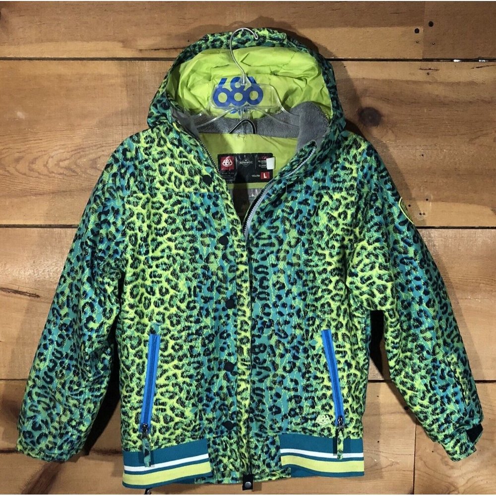 686 InfiDry Lynx Full Zip Snowboarding Snow Jacket Youth Girls Size Large Green
